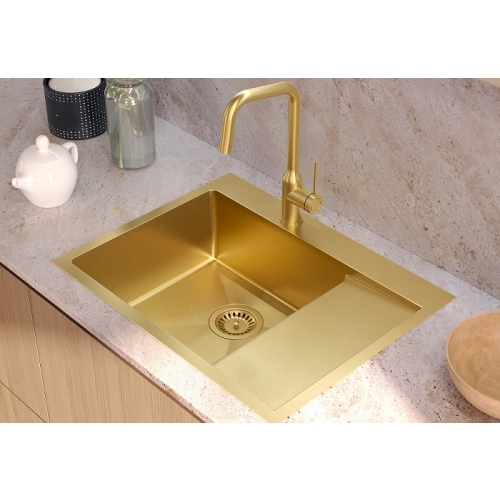 Zlewozmywak stalowy 1 komorowy z krótkim ociekaczem Russel 116 kolor złoty